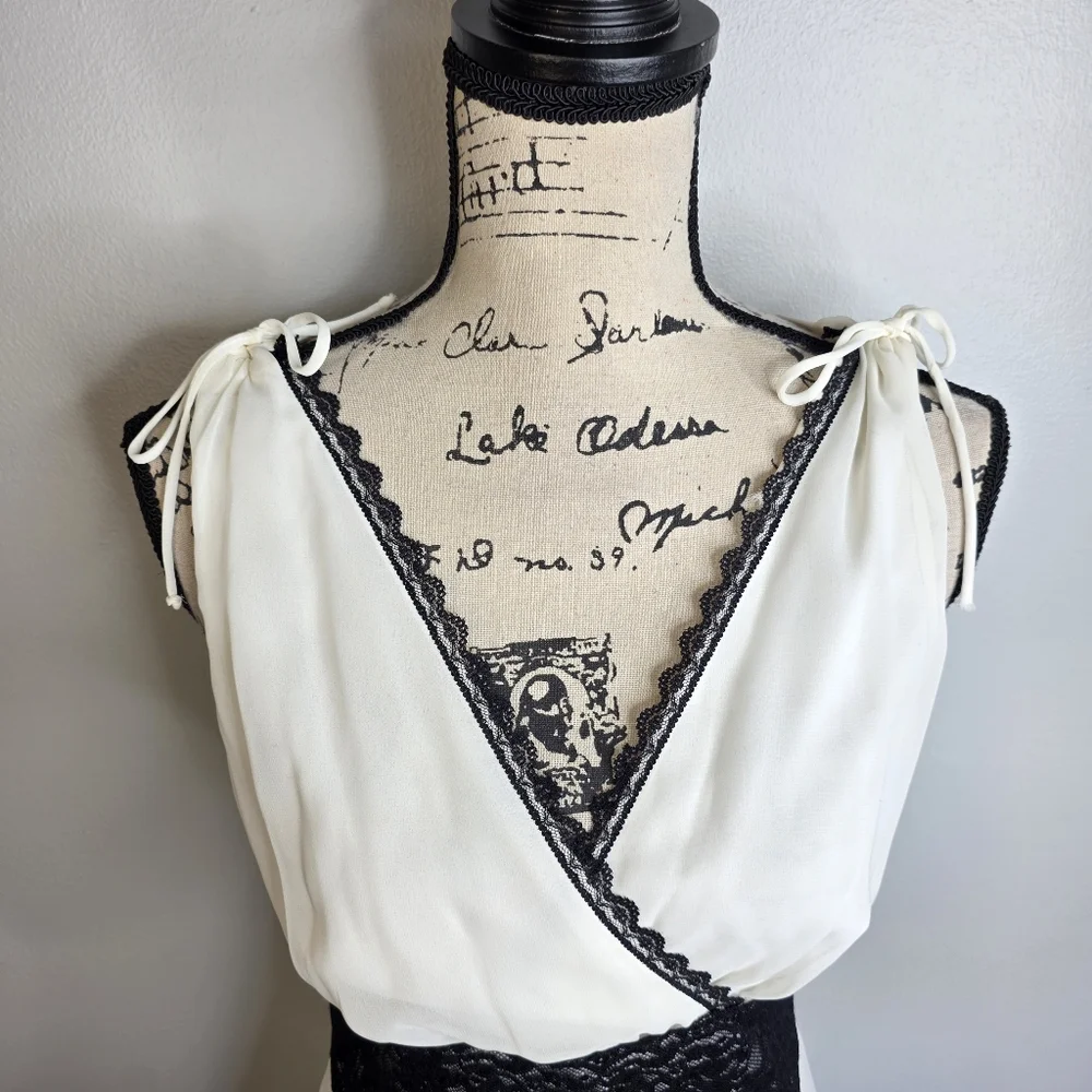 Y2k connected gith witchy white and black lace flowy midi dress sz 6 - Picture 5 of 7